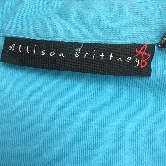 Turquoise Blue long sleeve knit top with layered look: All-in-one top - Picture 3 of 8